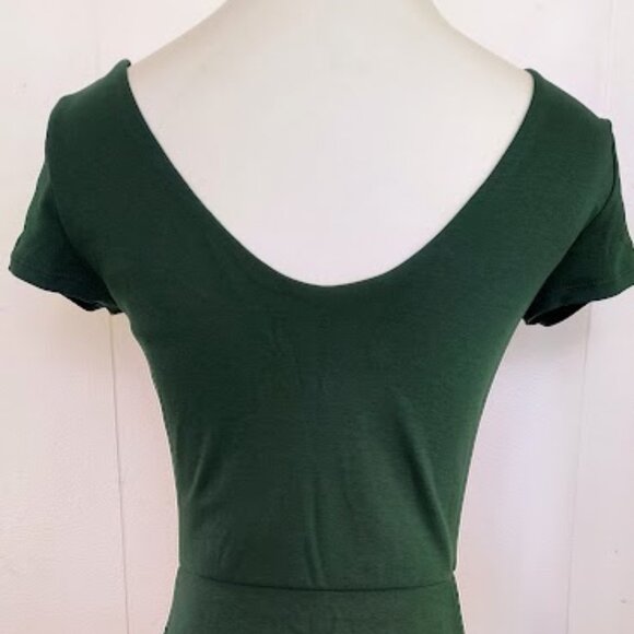 Cobalt Street BCI Cotton Square Neck A-Line Mid-Calf Dress -- Dark Green - Picture 5 of 8